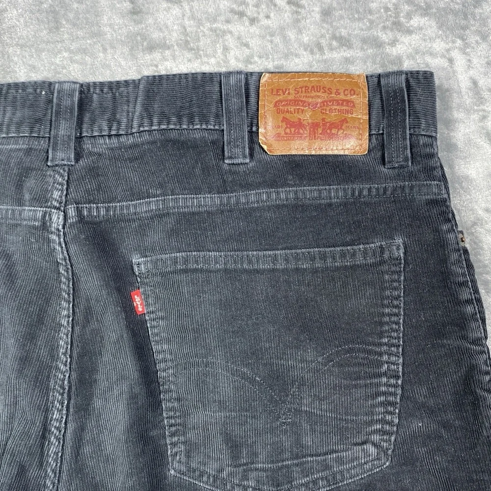 Levi's 549 Corduroy Pants Mens 42x27 Black Low Loose Cords Y2K Heavy Cotton‎